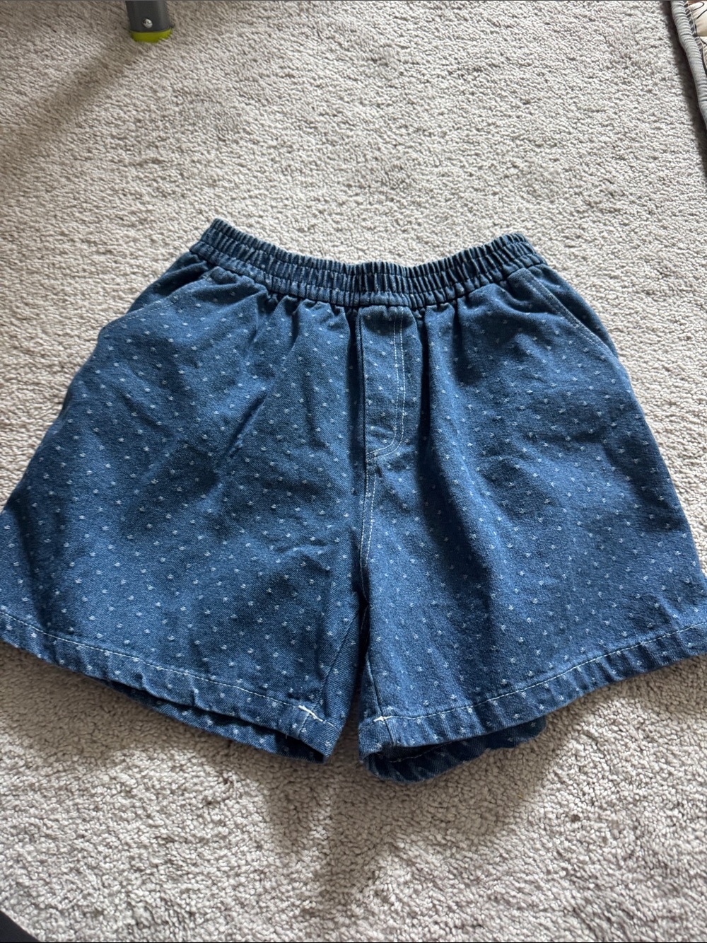 Kids Dark Blue Polka Dot Elastic Waist Shorts